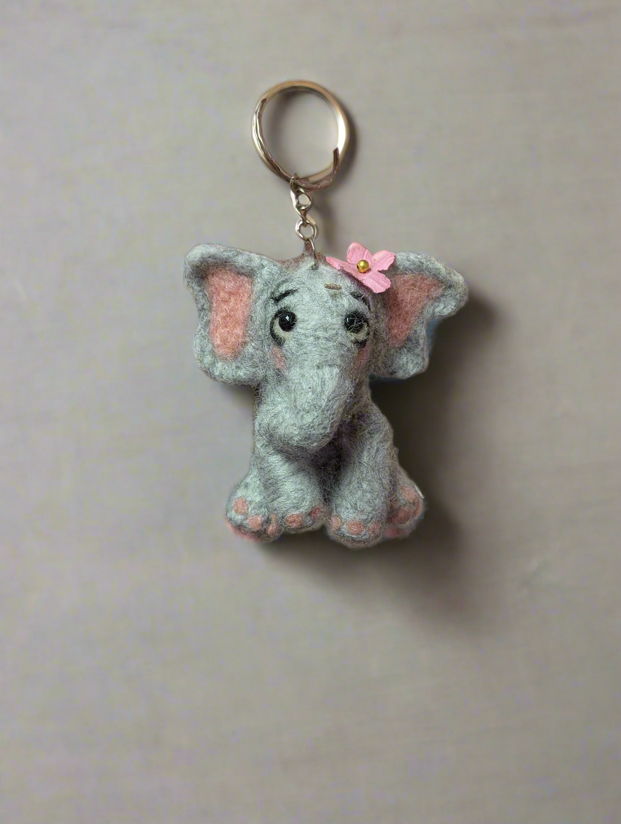 Grey elephant keyring
